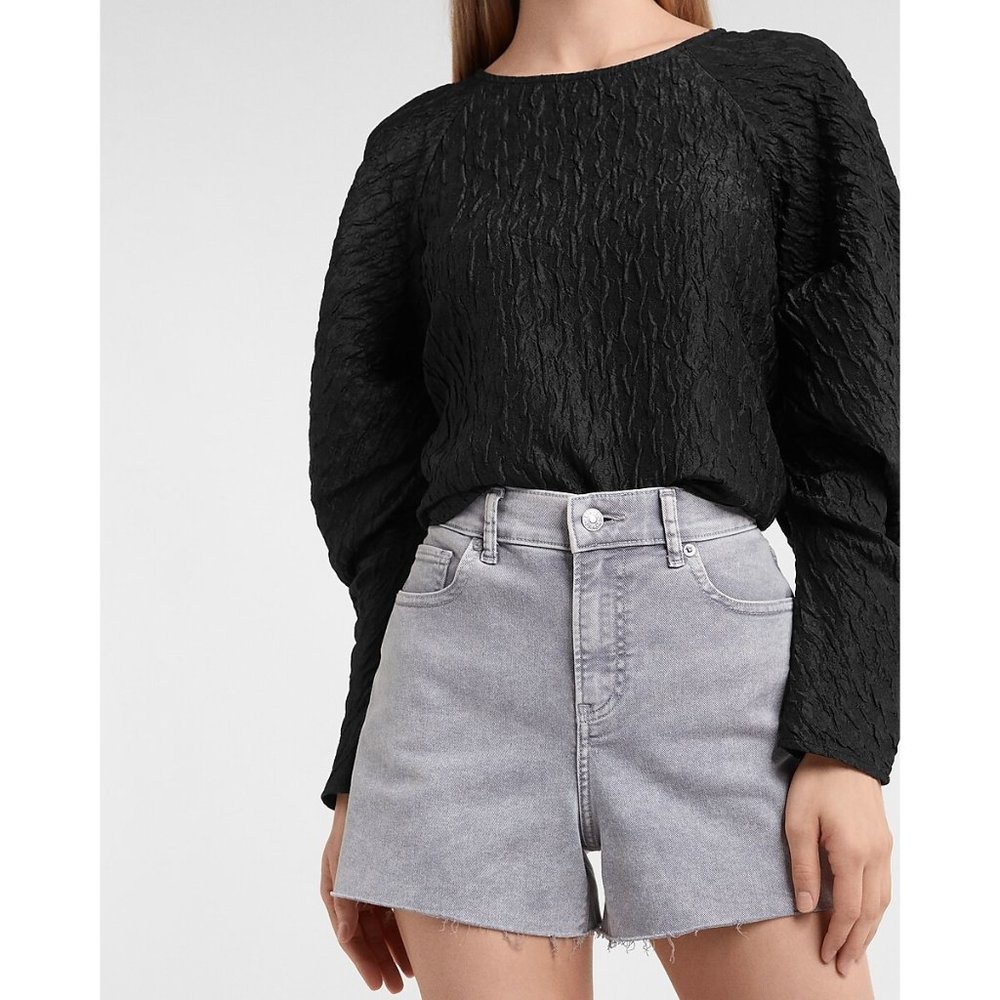 Express Jacquard Puff Sleeve Top S